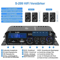 S-299 4.1 kanálový HiFi zesilovač, RMS 40Wx4+50W Bluetooth mini audio zesilovač s maximální výkonem 800W, pasivní subwoofer zesi